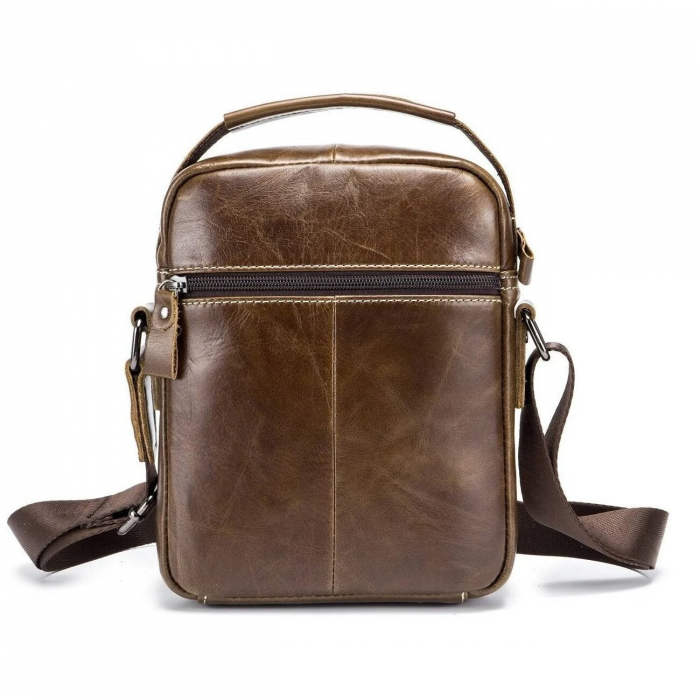Geanta barbati, William, GB626, Piele Naturala, Cafeniu, 22x18x6 cm [2]