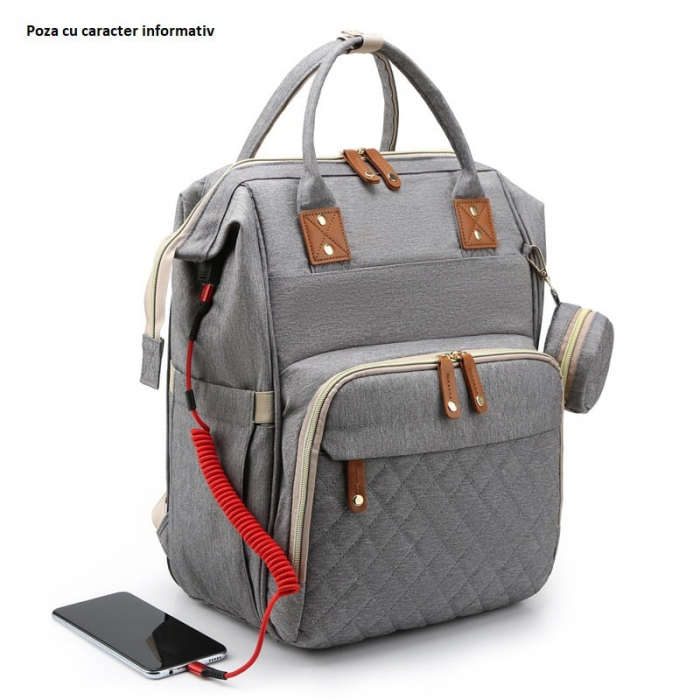 Geanta Bebe Avamsi AVALL-HT9011 tip rucsac scutece cu patut pliabil, Straight, incapatoare, impermeabila, versatila, ergonomica si sigura pentru mama, tata si copil [4]