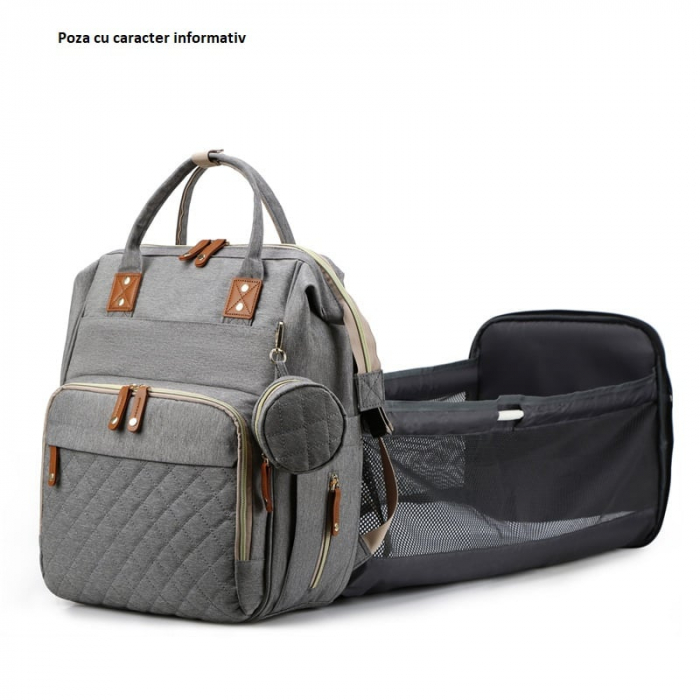 Geanta Bebe Avamsi AVALL-HT9011 tip rucsac scutece cu patut pliabil, Straight, incapatoare, impermeabila, versatila, ergonomica si sigura pentru mama, tata si copil [3]
