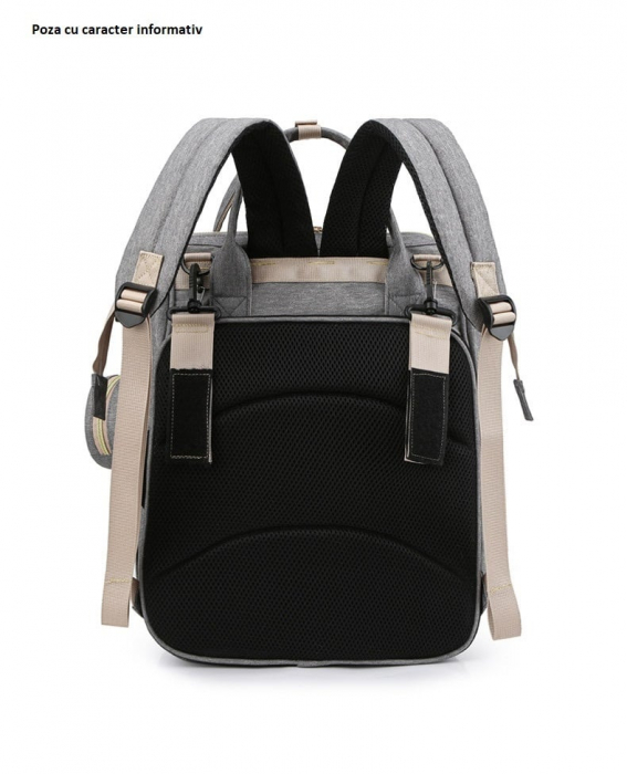Geanta Bebe Avamsi AVALL-HT9011 tip rucsac scutece cu patut pliabil, Straight, incapatoare, impermeabila, versatila, ergonomica si sigura pentru mama, tata si copil [7]
