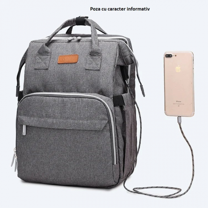 Geanta Bebe Avamsi LL-1 tip rucsac scutece cu patut pliabil, Straight, incapatoare, impermeabila, versatila, ergonomica si sigura pentru mama, tata si copil [5]