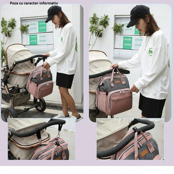 Geanta Bebe Avamsi LL-1 tip rucsac scutece cu patut pliabil, Straight, incapatoare, impermeabila, versatila, ergonomica si sigura pentru mama, tata si copil [7]