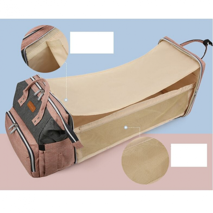 Geanta Bebe Avamsi LL-1 tip rucsac scutece cu patut pliabil, Straight, incapatoare, impermeabila, versatila, ergonomica si sigura pentru mama, tata si copil [5]