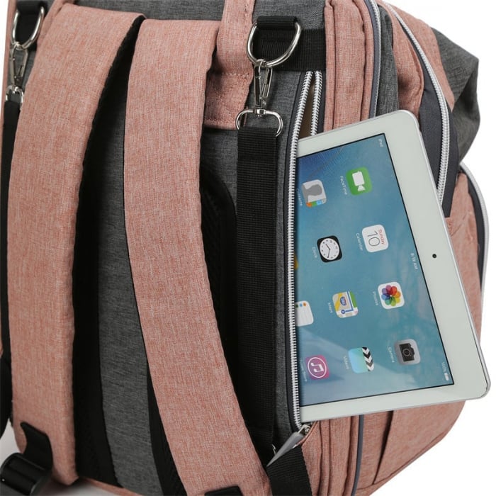 Geanta Bebe Avamsi LL-1 tip rucsac scutece cu patut pliabil, Straight, incapatoare, impermeabila, versatila, ergonomica si sigura pentru mama, tata si copil [12]