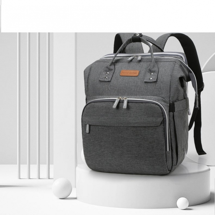 Geanta Bebe Avamsi LL-1 tip rucsac scutece cu patut pliabil, Straight, incapatoare, impermeabila, versatila, ergonomica si sigura pentru mama, tata si copil [3]