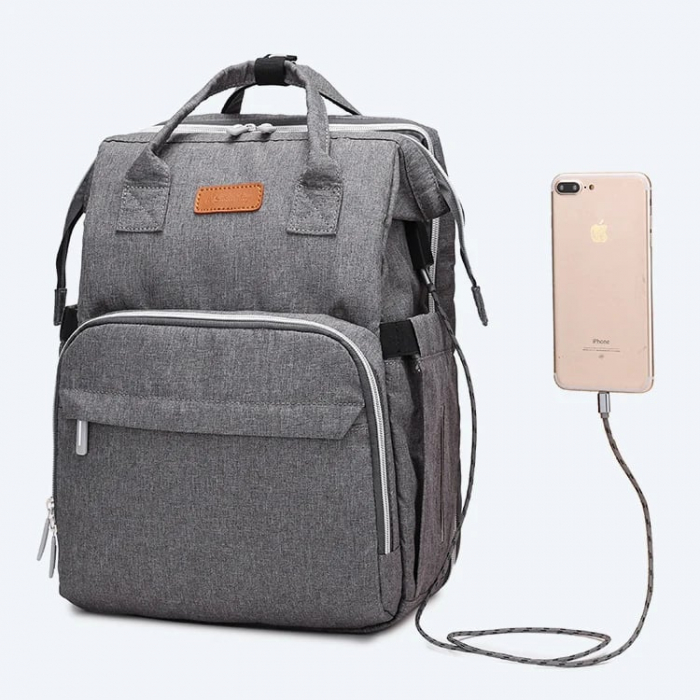 Geanta Bebe Avamsi LL-1 tip rucsac scutece cu patut pliabil, Straight, incapatoare, impermeabila, versatila, ergonomica si sigura pentru mama, tata si copil [5]