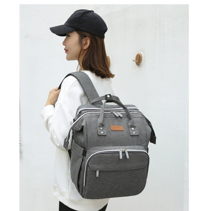 Geanta Bebe Avamsi LL-1 tip rucsac scutece cu patut pliabil, Straight, incapatoare, impermeabila, versatila, ergonomica si sigura pentru mama, tata si copil [2]