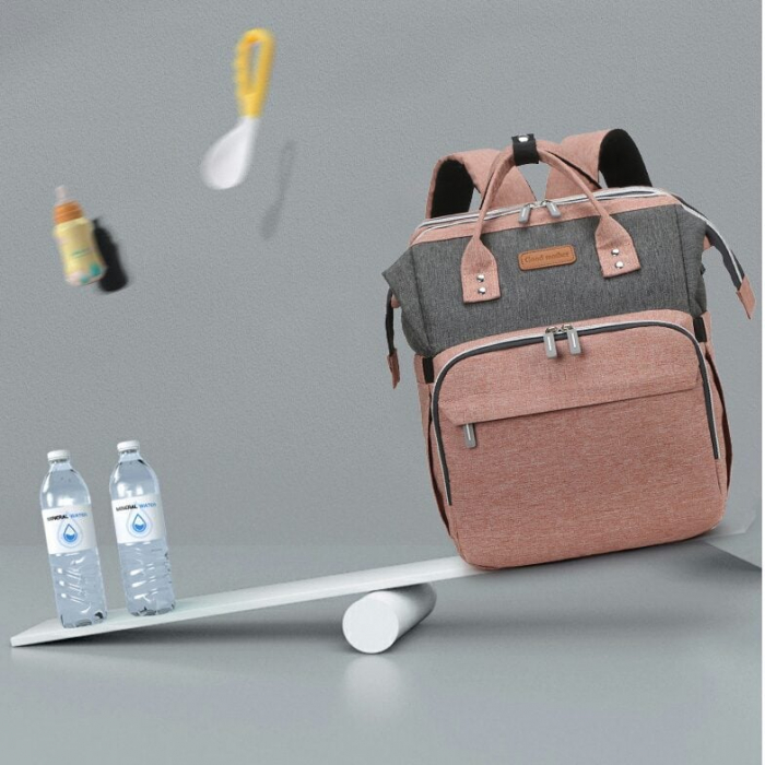 Geanta Bebe Avamsi LL-1 tip rucsac scutece cu patut pliabil, Straight, incapatoare, impermeabila, versatila, ergonomica si sigura pentru mama, tata si copil [6]