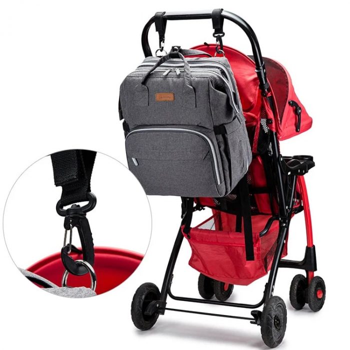 Geanta Bebe Avamsi LL-1 tip rucsac scutece cu patut pliabil, Straight, incapatoare, impermeabila, versatila, ergonomica si sigura pentru mama, tata si copil [9]
