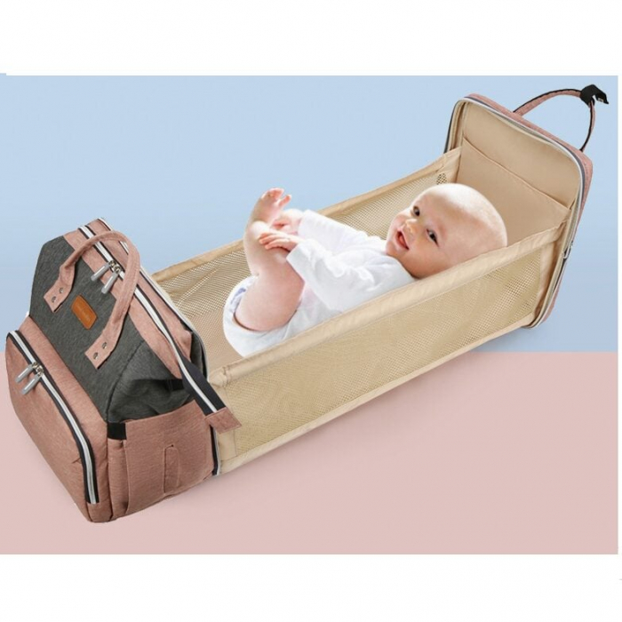 Geanta Bebe Avamsi LL-1 tip rucsac scutece cu patut pliabil, Straight, incapatoare, impermeabila, versatila, ergonomica si sigura pentru mama, tata si copil [4]