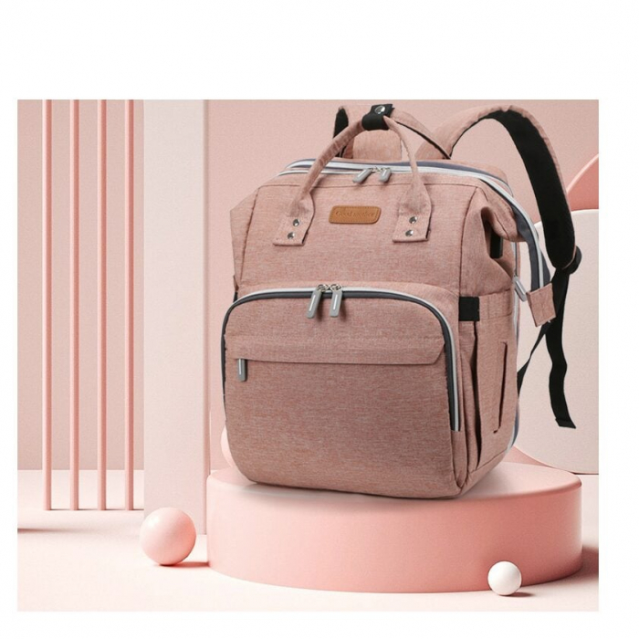 Geanta Bebe Avamsi LL-1 tip rucsac scutece cu patut pliabil, Straight, incapatoare, impermeabila, versatila, ergonomica si sigura pentru mama, tata si copil [3]
