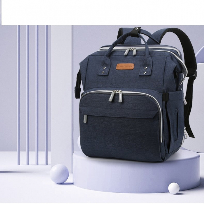 Geanta Bebe Avamsi LL-1 tip rucsac scutece cu patut pliabil, Straight, incapatoare, impermeabila, versatila, ergonomica si sigura pentru mama, tata si copil [2]