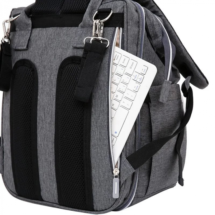 Geanta Bebe Avamsi LL-1 tip rucsac scutece cu patut pliabil, Straight, incapatoare, impermeabila, versatila, ergonomica si sigura pentru mama, tata si copil [10]