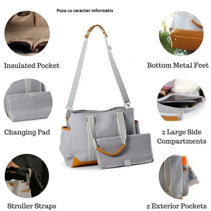 Geanta Bebe Avamsi LL-MF1801 tip rucsac scutece, Straight, incapatoare, impermeabila, versatila, ergonomica si sigura pentru mama, tata si copil [8]