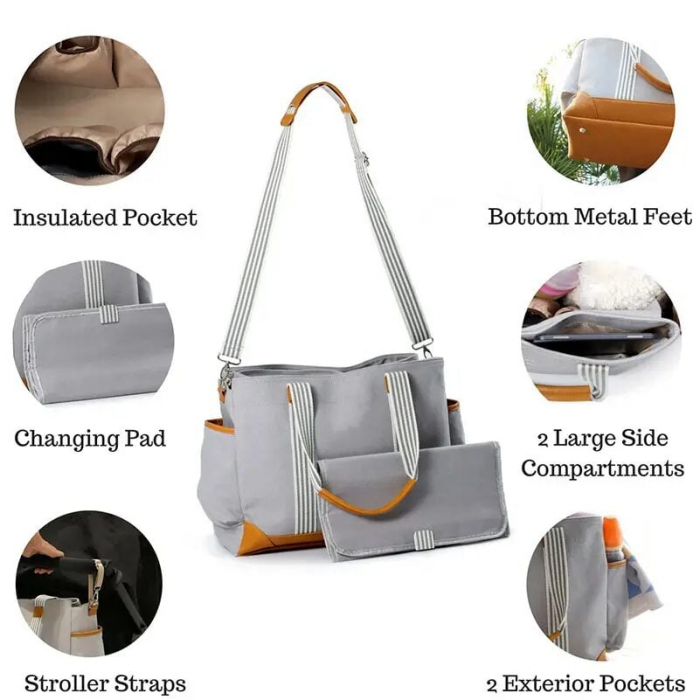 Geanta Bebe Avamsi LL-MF1801 tip rucsac scutece, Straight, incapatoare, impermeabila, versatila, ergonomica si sigura pentru mama, tata si copil [9]