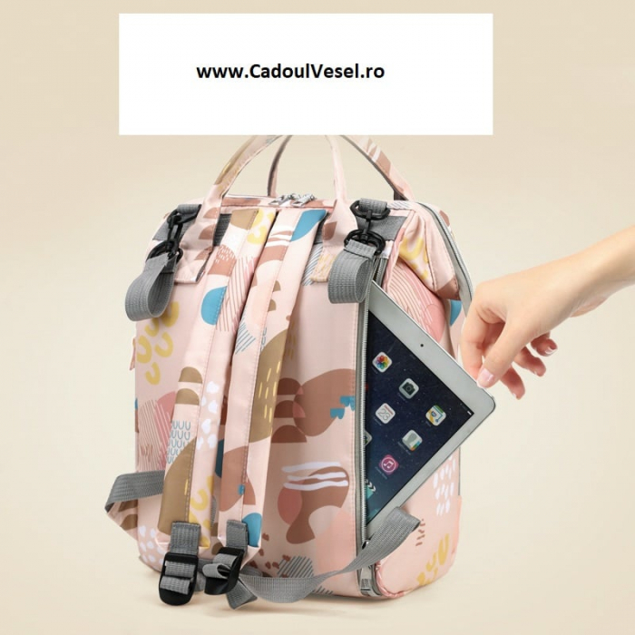 Geanta Bebe Delfina MB17 tip rucsac scutece, Straight, incapatoare, impermeabila, versatila, ergonomica si sigura pentru mama, tata si copil, 38x26x18 cm [16]