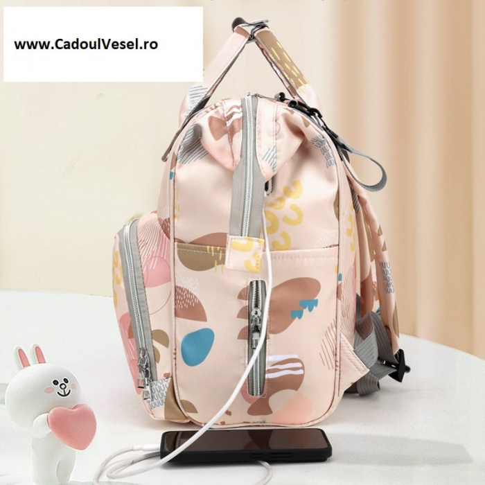 Geanta Bebe Delfina MB17 tip rucsac scutece, Straight, incapatoare, impermeabila, versatila, ergonomica si sigura pentru mama, tata si copil, 38x26x18 cm [15]