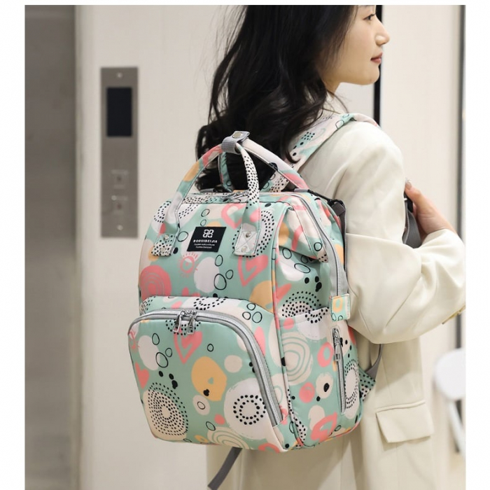 Geanta Bebe Delfina MB17 tip rucsac scutece, Straight, incapatoare, impermeabila, versatila, ergonomica si sigura pentru mama, tata si copil, 38x26x18 cm [12]