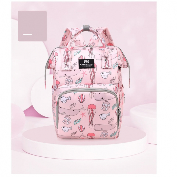Geanta Bebe Delfina MB17 tip rucsac scutece, Straight, incapatoare, impermeabila, versatila, ergonomica si sigura pentru mama, tata si copil, 38x26x18 cm [2]