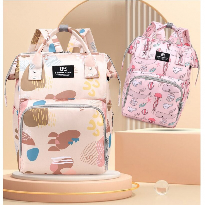 Geanta Bebe Delfina MB17 tip rucsac scutece, Straight, incapatoare, impermeabila, versatila, ergonomica si sigura pentru mama, tata si copil, 38x26x18 cm [3]