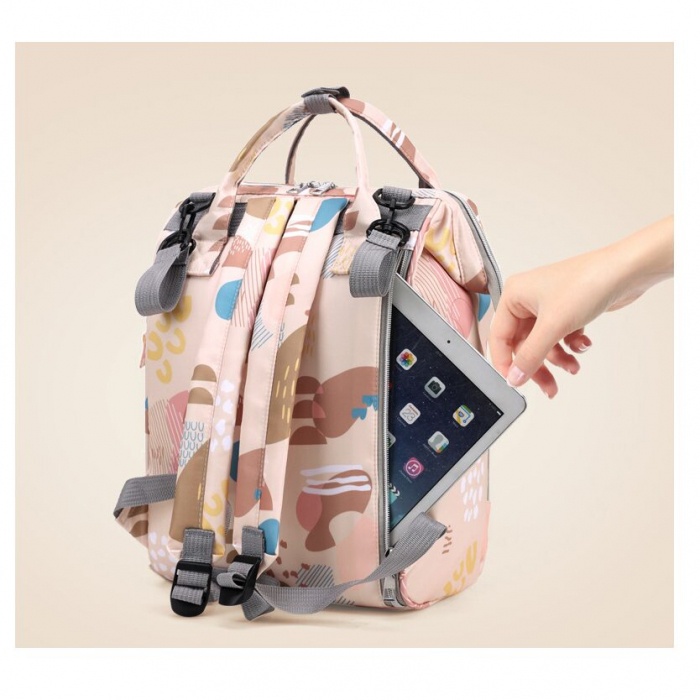 Geanta Bebe Delfina MB17 tip rucsac scutece, Straight, incapatoare, impermeabila, versatila, ergonomica si sigura pentru mama, tata si copil, 38x26x18 cm [7]
