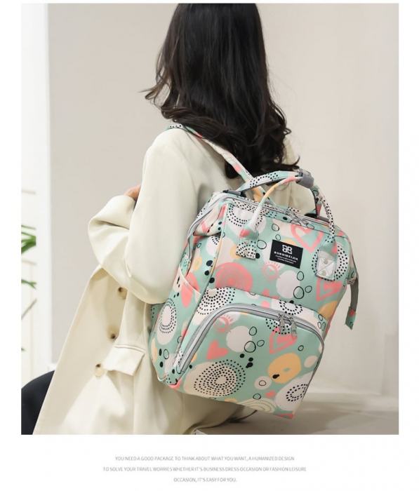 Geanta Bebe Delfina MB17 tip rucsac scutece, Straight, incapatoare, impermeabila, versatila, ergonomica si sigura pentru mama, tata si copil, 38x26x18 cm [11]