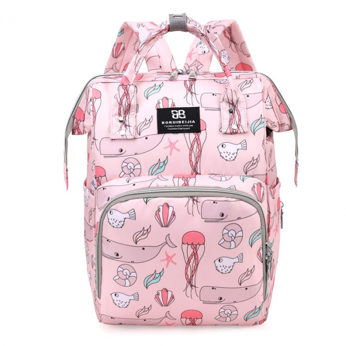 Geanta Bebe Delfina MB17 tip rucsac scutece, Straight, incapatoare, impermeabila, versatila, ergonomica si sigura pentru mama, tata si copil, 38x26x18 cm [1]