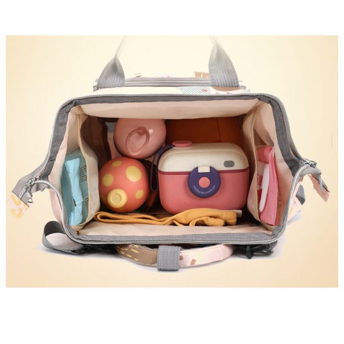 Geanta Bebe Delfina MB17 tip rucsac scutece, Straight, incapatoare, impermeabila, versatila, ergonomica si sigura pentru mama, tata si copil, 38x26x18 cm [4]