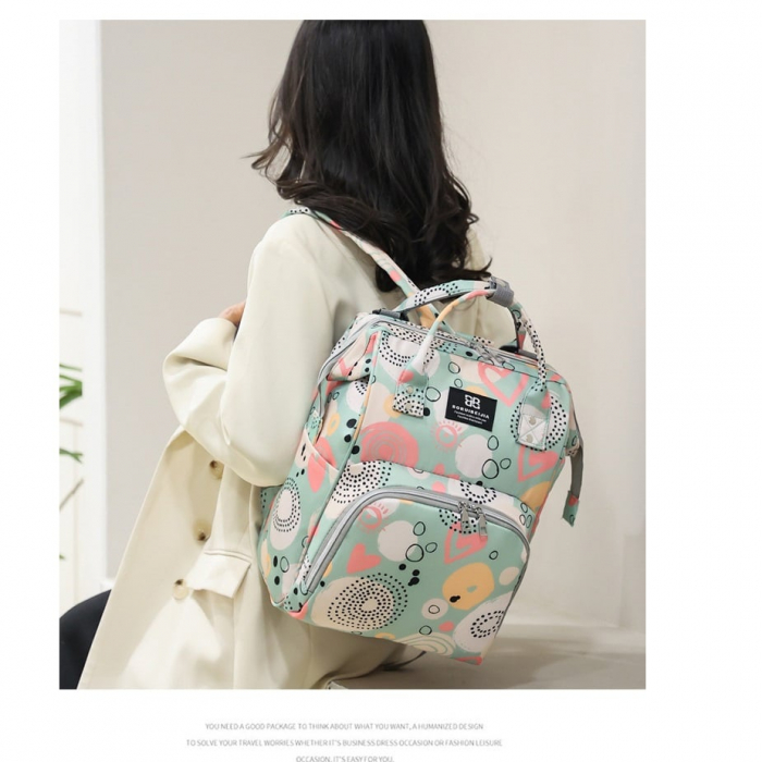 Geanta Bebe Delfina MB17 tip rucsac scutece, Straight, incapatoare, impermeabila, versatila, ergonomica si sigura pentru mama, tata si copil, 38x26x18 cm [9]