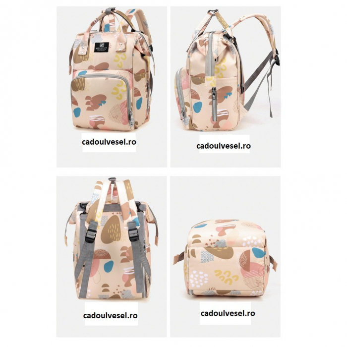 Geanta Bebe Delfina MB17 tip rucsac scutece, Straight, incapatoare, impermeabila, versatila, ergonomica si sigura pentru mama, tata si copil, 38x26x18 cm [2]