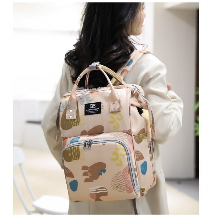 Geanta Bebe Delfina MB17 tip rucsac scutece, Straight, incapatoare, impermeabila, versatila, ergonomica si sigura pentru mama, tata si copil, 38x26x18 cm [10]