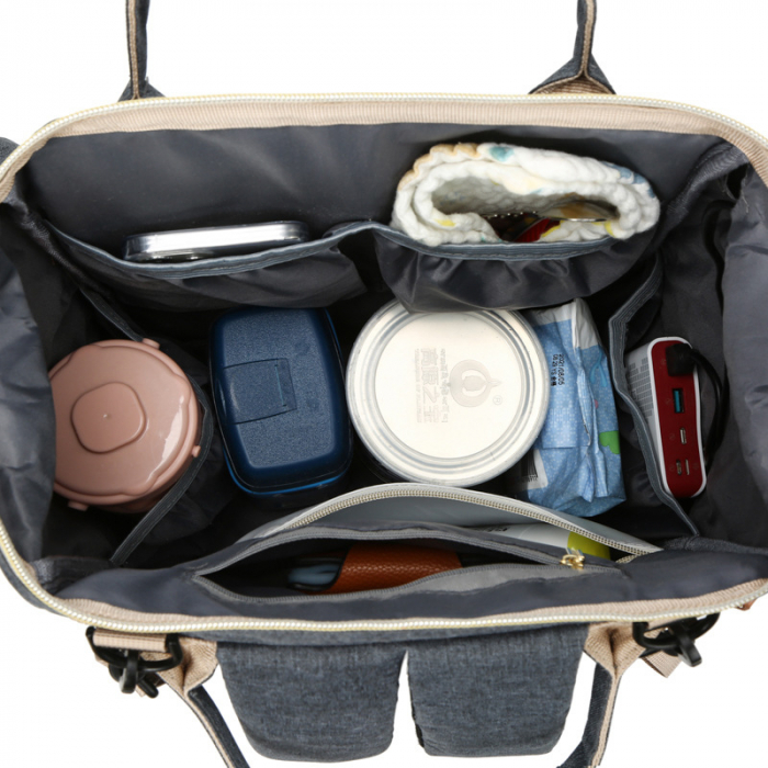Geanta Bebe Ecaterina LL-HT9010  tip rucsac scutece, Straight, incapatoare, impermeabila, versatila, ergonomica si sigura pentru mama, tata si copil [12]