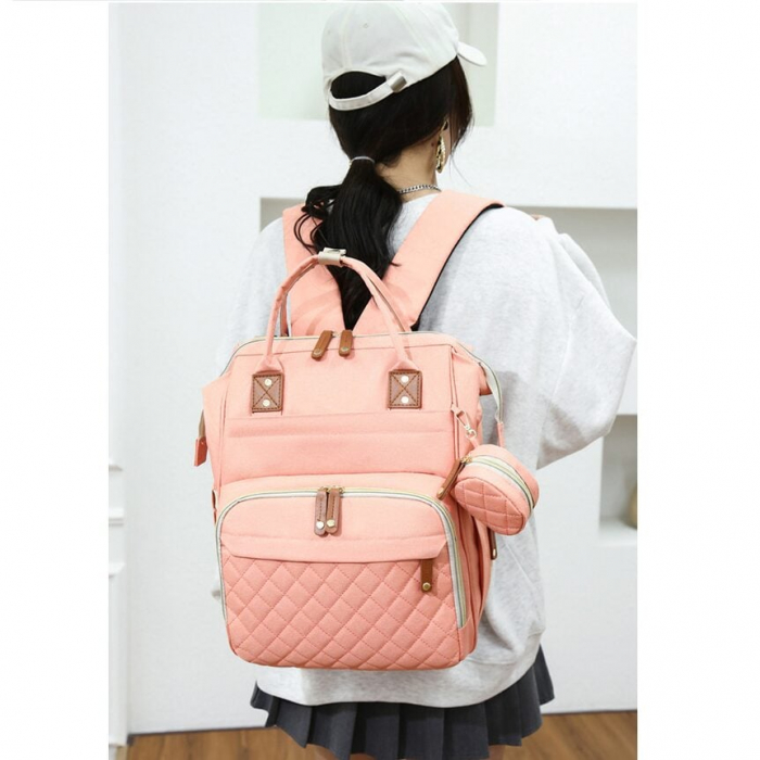 Geanta Bebe Ecaterina LL-HT9010  tip rucsac scutece, Straight, incapatoare, impermeabila, versatila, ergonomica si sigura pentru mama, tata si copil [2]