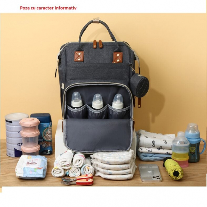 Geanta Bebe Ecaterina LL-HT9010  tip rucsac scutece, Straight, incapatoare, impermeabila, versatila, ergonomica si sigura pentru mama, tata si copil [5]