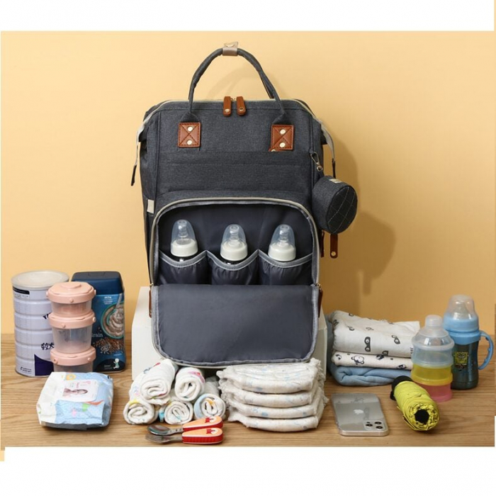 Geanta Bebe Ecaterina LL-HT9010  tip rucsac scutece, Straight, incapatoare, impermeabila, versatila, ergonomica si sigura pentru mama, tata si copil [6]