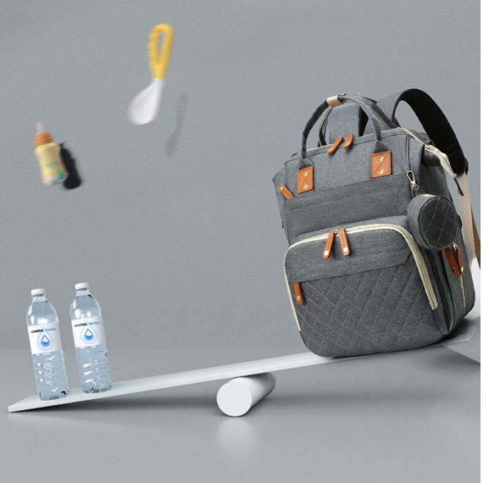 Geanta Bebe Ecaterina LL-HT9010  tip rucsac scutece, Straight, incapatoare, impermeabila, versatila, ergonomica si sigura pentru mama, tata si copil [4]