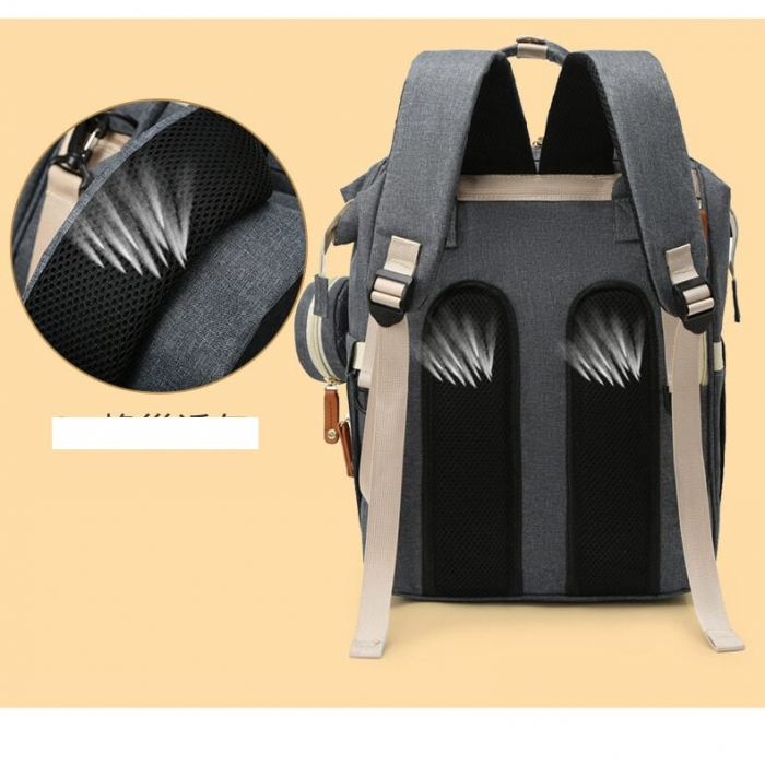 Geanta Bebe Ecaterina LL-HT9010  tip rucsac scutece, Straight, incapatoare, impermeabila, versatila, ergonomica si sigura pentru mama, tata si copil [7]