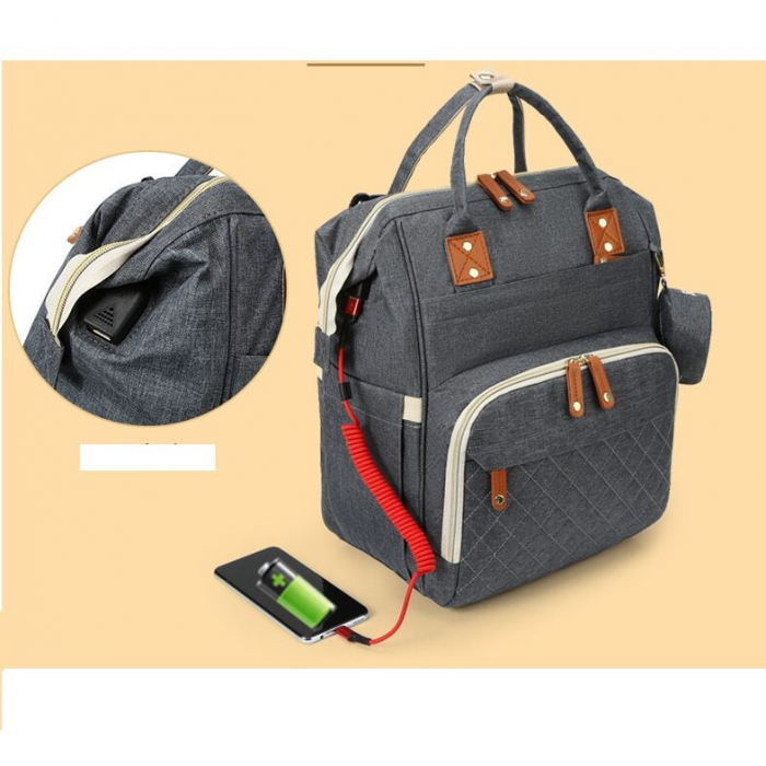 Geanta Bebe Ecaterina LL-HT9010  tip rucsac scutece, Straight, incapatoare, impermeabila, versatila, ergonomica si sigura pentru mama, tata si copil [2]