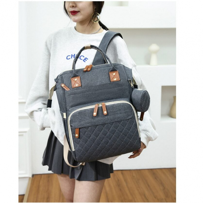 Geanta Bebe Ecaterina LL-HT9010  tip rucsac scutece, Straight, incapatoare, impermeabila, versatila, ergonomica si sigura pentru mama, tata si copil [10]