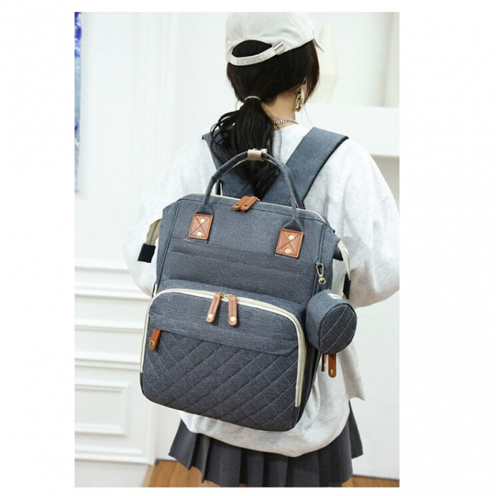 Geanta Bebe Ecaterina LL-HT9010  tip rucsac scutece, Straight, incapatoare, impermeabila, versatila, ergonomica si sigura pentru mama, tata si copil [11]