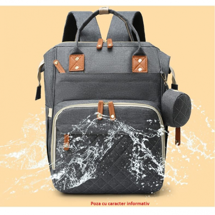 Geanta Bebe Ecaterina LL-HT9010  tip rucsac scutece, Straight, incapatoare, impermeabila, versatila, ergonomica si sigura pentru mama, tata si copil [6]