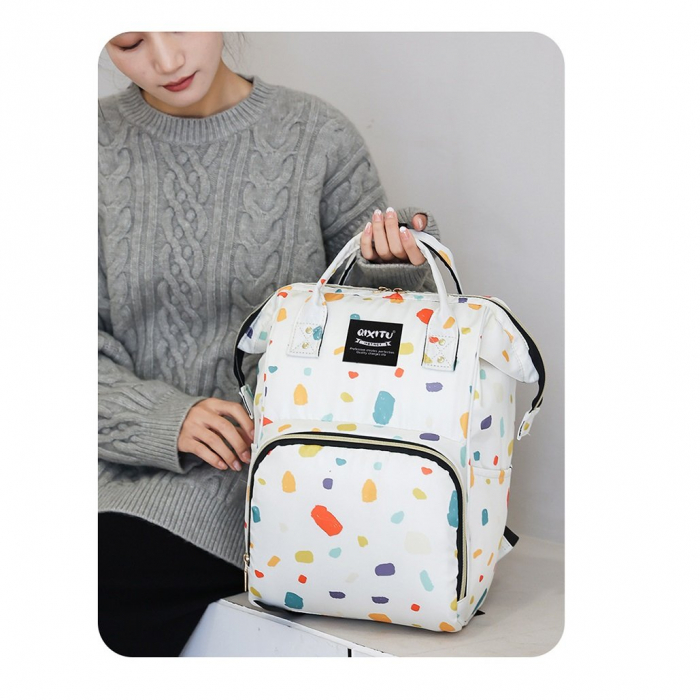 Geanta Bebe Eleonora MB07 tip rucsac scutece, Straight, incapatoare, impermeabila, versatila, ergonomica si sigura pentru mama, tata si copil, 38x26x18 cm [2]