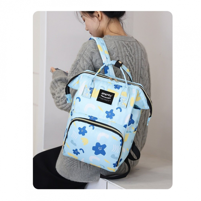 Geanta Bebe Eleonora MB07 tip rucsac scutece, Straight, incapatoare, impermeabila, versatila, ergonomica si sigura pentru mama, tata si copil, 38x26x18 cm [4]