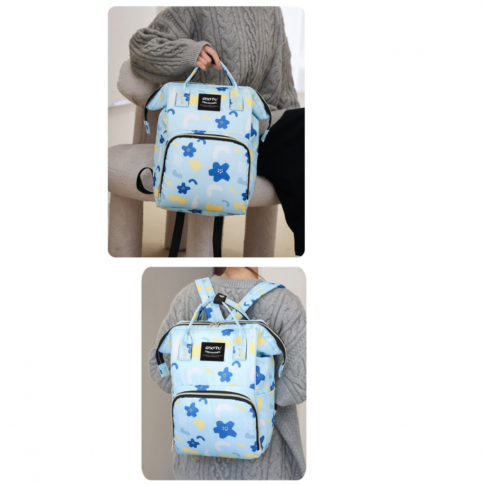 Geanta Bebe Eleonora MB07 tip rucsac scutece, Straight, incapatoare, impermeabila, versatila, ergonomica si sigura pentru mama, tata si copil, 38x26x18 cm [3]