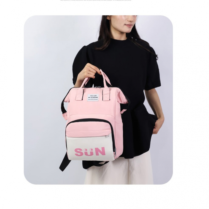 Geanta Bebe Lena MB38 tip rucsac scutece, Straight, incapatoare, impermeabila, versatila, ergonomica si sigura pentru mama, tata si copil, 38x26x18 cm [3]