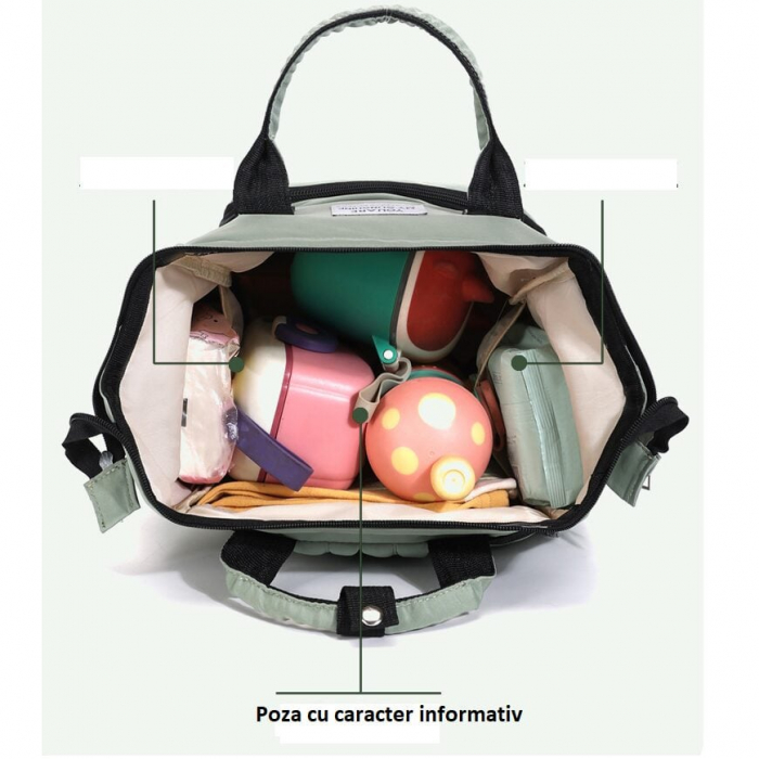 Geanta Bebe Lena MB38 tip rucsac scutece, Straight, incapatoare, impermeabila, versatila, ergonomica si sigura pentru mama, tata si copil, 38x26x18 cm [6]