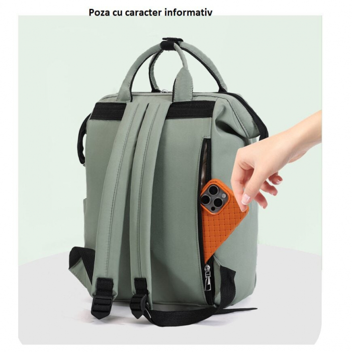 Geanta Bebe Lena MB38 tip rucsac scutece, Straight, incapatoare, impermeabila, versatila, ergonomica si sigura pentru mama, tata si copil, 38x26x18 cm [9]