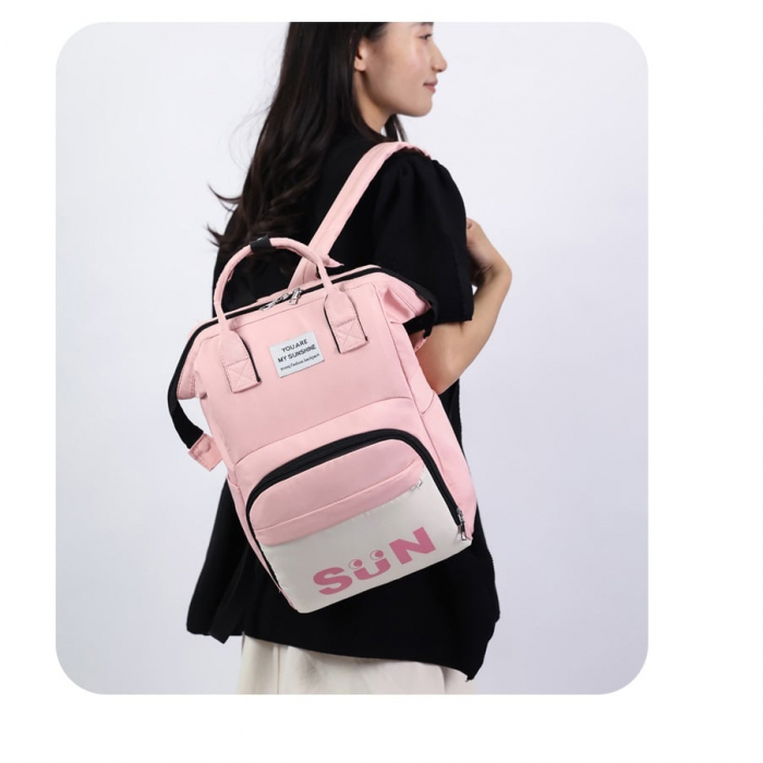 Geanta Bebe Lena MB38 tip rucsac scutece, Straight, incapatoare, impermeabila, versatila, ergonomica si sigura pentru mama, tata si copil, 38x26x18 cm [4]
