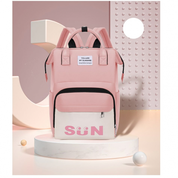 Geanta Bebe Lena MB38 tip rucsac scutece, Straight, incapatoare, impermeabila, versatila, ergonomica si sigura pentru mama, tata si copil, 38x26x18 cm [2]