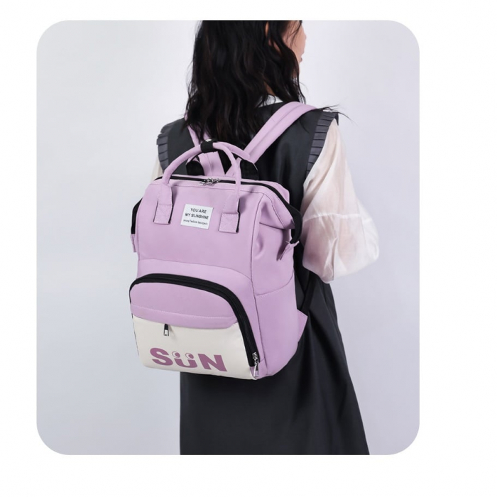 Geanta Bebe Lena MB38 tip rucsac scutece, Straight, incapatoare, impermeabila, versatila, ergonomica si sigura pentru mama, tata si copil, 38x26x18 cm [6]